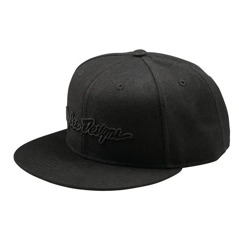 Troy Lee Designs Signature Flat Bill Snapback Hat - Black-Black 1