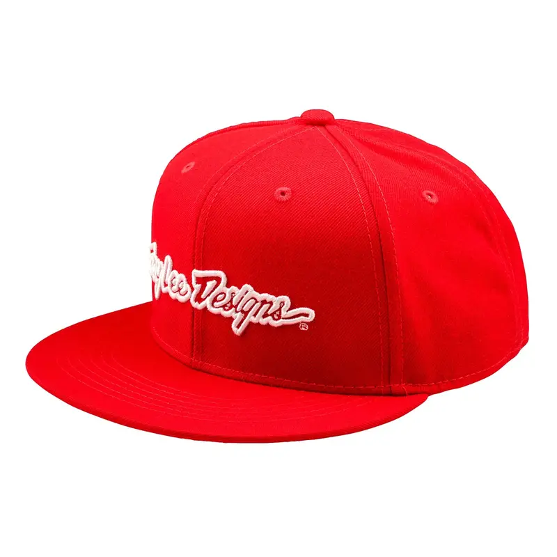 Troy Lee Designs Signature Flat Bill Snapback Hat - Team Red 1
