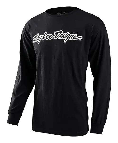 Troy Lee Designs Signature Long Sleeve Tee - Black - 2024 1