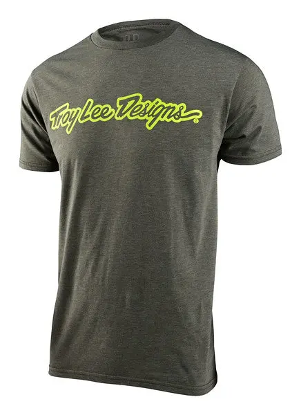 Troy Lee Designs Signature Short Sleeve Tee - Olive Heather 1