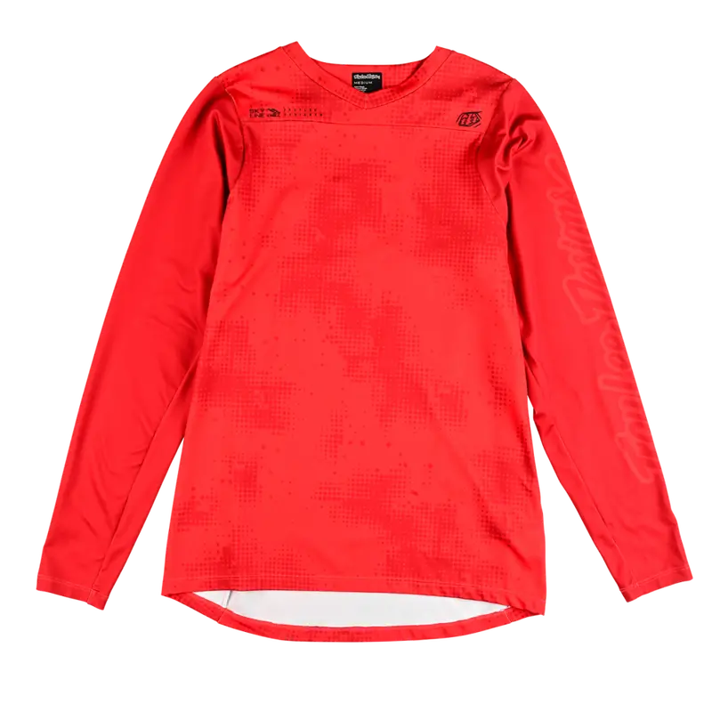 Troy Lee Designs Skyline Chill Long Sleeve Mtb Jersey - Scattered - Fire Orange 1