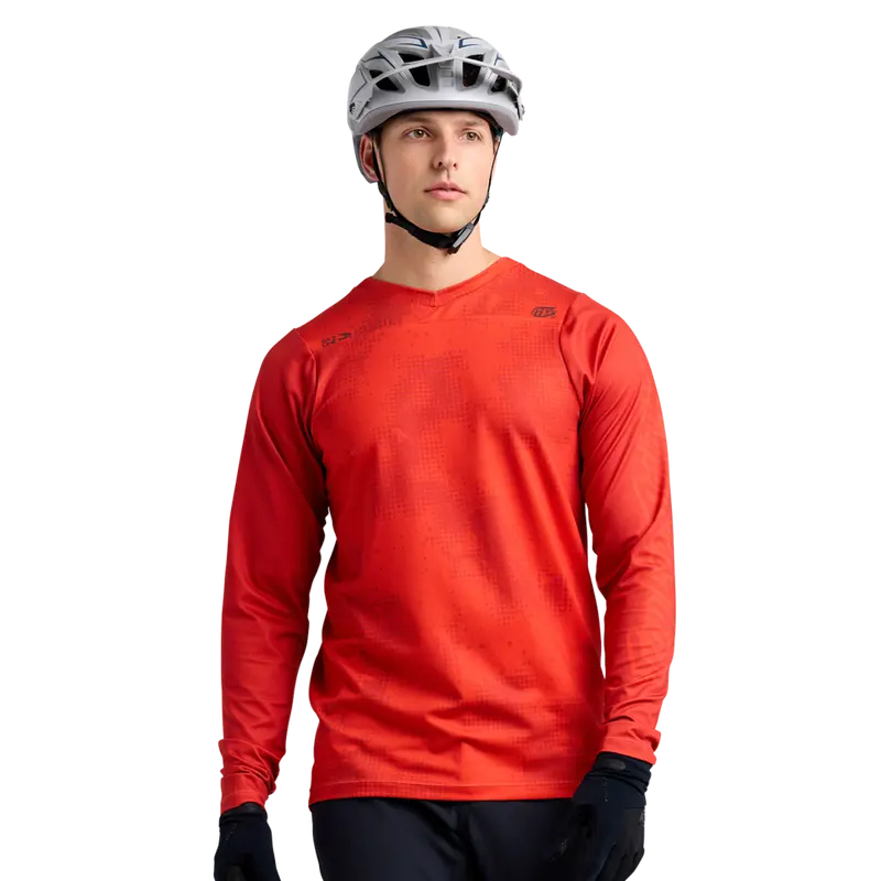 Troy Lee Designs Skyline Chill Long Sleeve Mtb Jersey - Scattered - Fire Orange 5
