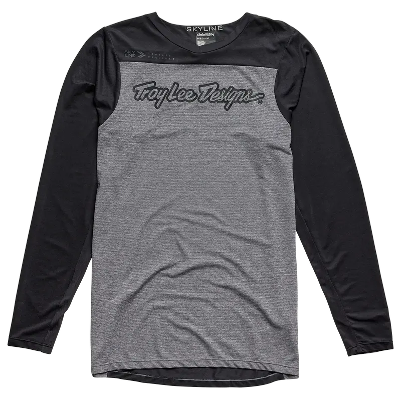 Troy Lee Designs Skyline Long Sleeve Mtb Jersey - Signature - Heather Gray-Black 1