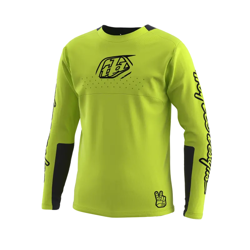 Troy Lee Designs Sprint Long Sleeve Mtb Jersey - Icon - Youth - Flo Yellow - 2023 1