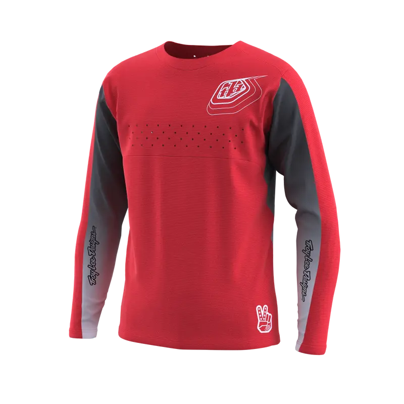 Troy Lee Designs Sprint Long Sleeve Mtb Jersey - Richter - Youth - Race Red - 2023 1