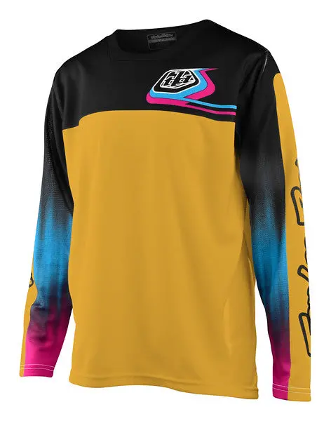 Troy Lee Designs Sprint Long Sleeve Mtb Jersey - Youth - Jet Fuel - Golden - 2022 1