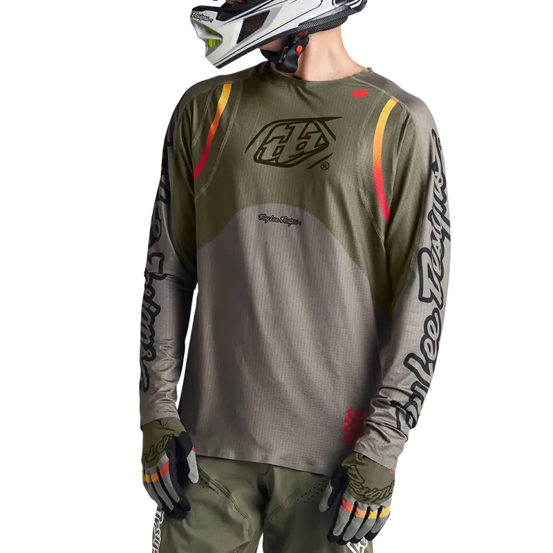 Troy Lee Designs Sprint Ultra Long Sleeve Mtb Jersey - Pinned - Olive 3