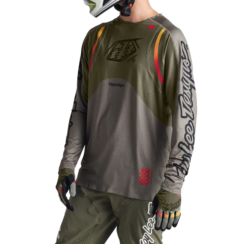 Troy Lee Designs Sprint Ultra Long Sleeve Mtb Jersey - Pinned - Olive 4