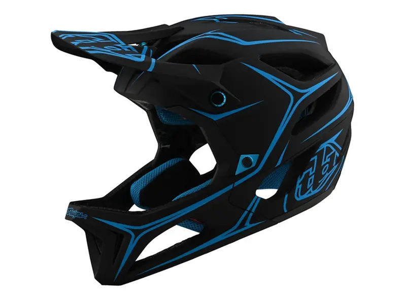 Troy Lee Designs Stage Full Face Helmet - Pinstripe - Black-Cyan 1