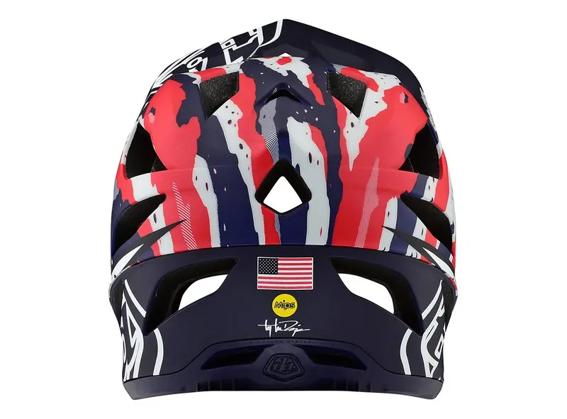 Troy Lee Designs Stage Mips Full Face Helmet - Tactical - Red-White-Blue 2