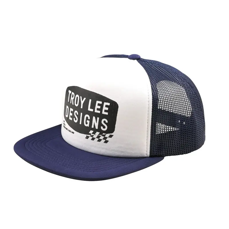 Troy Lee Designs Stamp Trucker Snapback Hat - Vintage White-Navy 1
