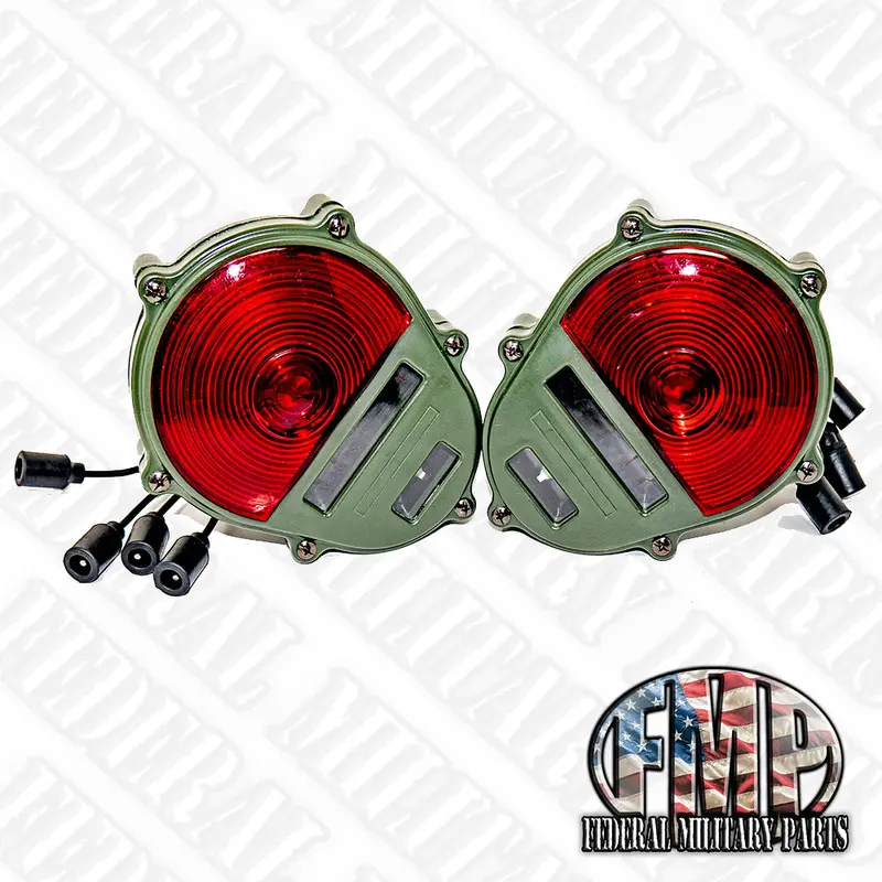 Two Green Tail Light Assembly Rear Turn Signal Brake Stop Light Assembly Green 24-Volt Fits Military Humvee And Most Military Vehicles - Universal 1