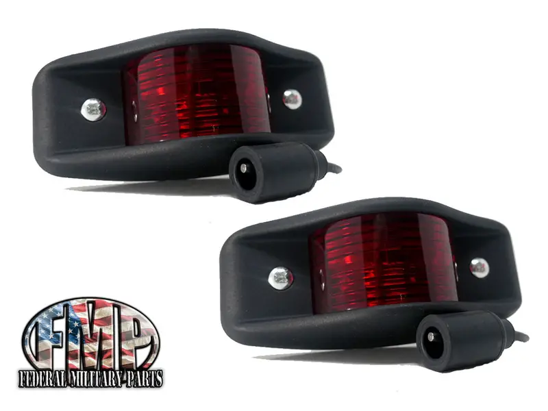 Two Side Marker Clearance Lights Red Lens Black Body L.E.D. 1