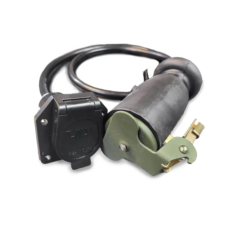 Universal Military Wheeled Vehicle Power Cable (A) 12 Pin To 7 Blade Civilian Trailer Adapter Connector, 48" Long 1