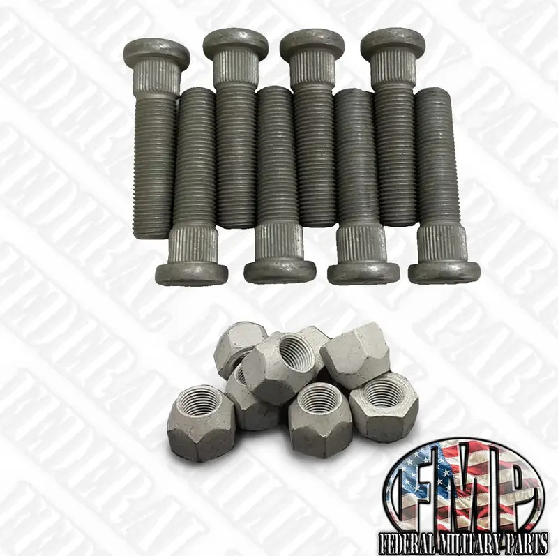 Wheel Stud + Tapered Lug Nuts (Aka Gear Hub Nuts) For Military Wheels Including Humvee Tires Wheels Rims M1101 M1102 2