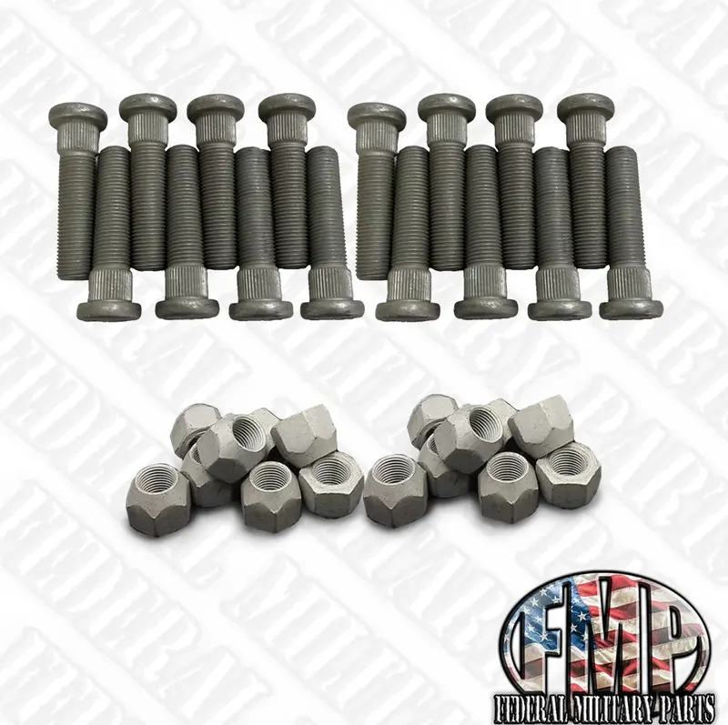 Wheel Stud + Tapered Lug Nuts (Aka Gear Hub Nuts) For Military Wheels Including Humvee Tires Wheels Rims M1101 M1102 3