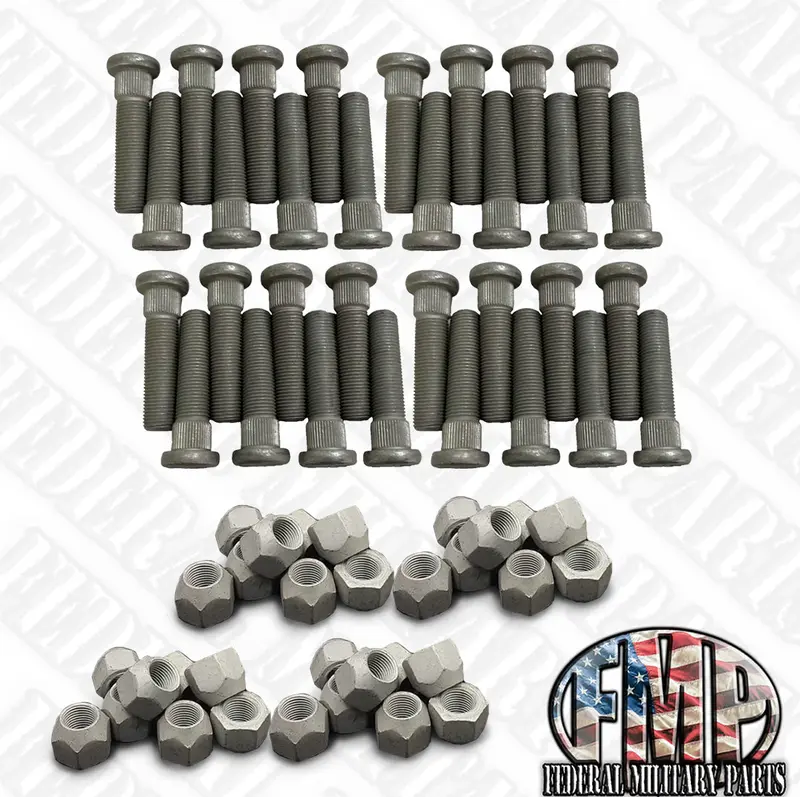 Wheel Stud + Tapered Lug Nuts (Aka Gear Hub Nuts) For Military Wheels Including Humvee Tires Wheels Rims M1101 M1102 4
