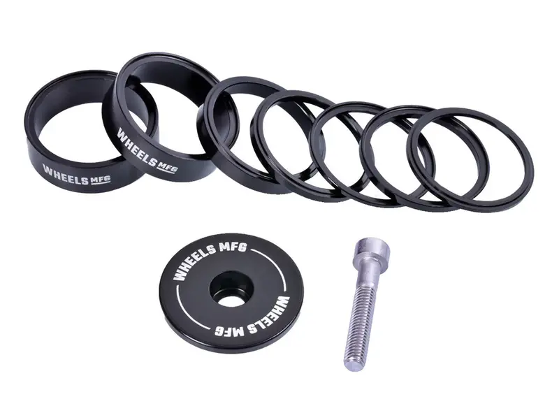 Wheels Manufacturing Essential Stackright Aluminum Headset Spacer Kit - Black 1