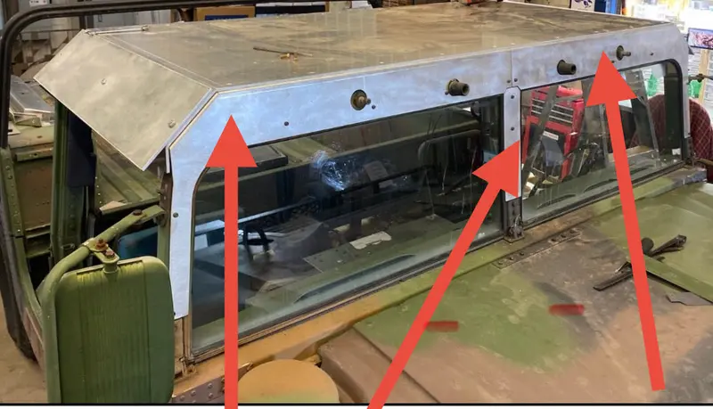Windshield Bezel For Military Humvee 3-Pieces For Hard Top Roof 1