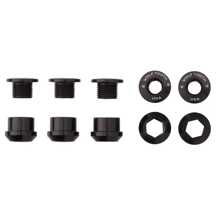 Wolf Tooth Components Chainring Bolt & Nut Set - 1X - Black 1
