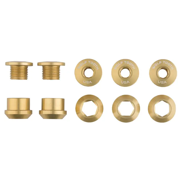 Wolf Tooth Components Chainring Bolt & Nut Set - 1X - Gold 1