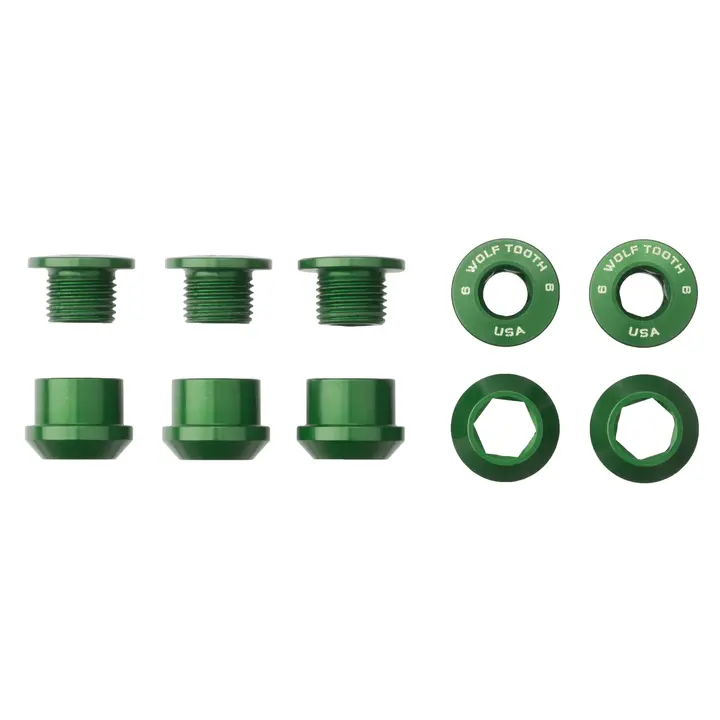 Wolf Tooth Components Chainring Bolt & Nut Set - 1X - Green 1