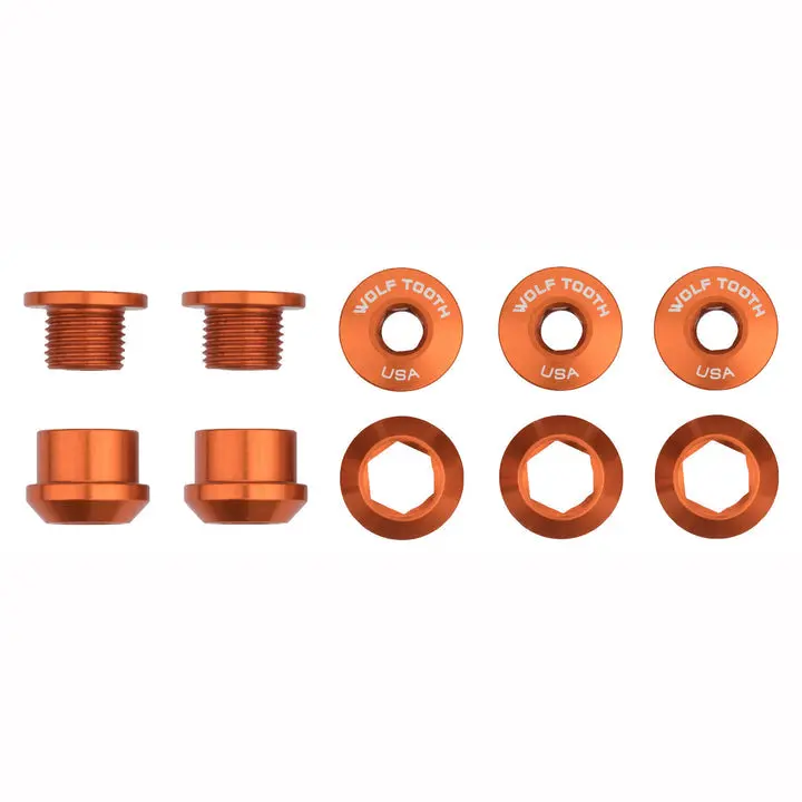 Wolf Tooth Components Chainring Bolt & Nut Set - 1X - Orange 1