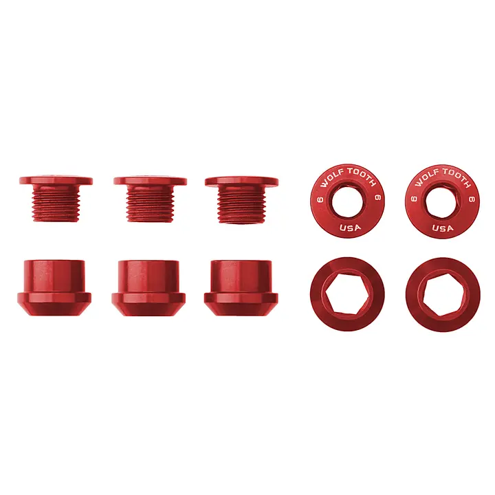 Wolf Tooth Components Chainring Bolt & Nut Set - 1X - Red 1