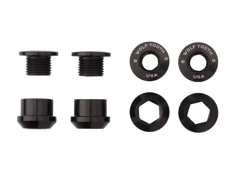 Wolf Tooth Components Chainring Bolt & Nut Set - 6Mm - Black 1