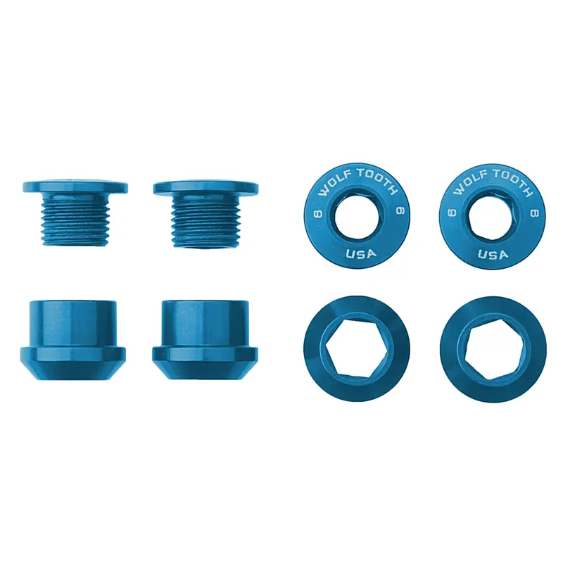 Wolf Tooth Components Chainring Bolt & Nut Set - 6Mm - Blue 1