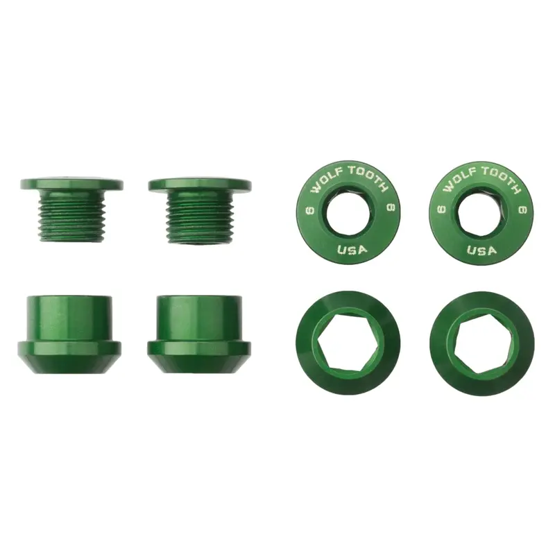 Wolf Tooth Components Chainring Bolt & Nut Set - 6Mm - Green 1