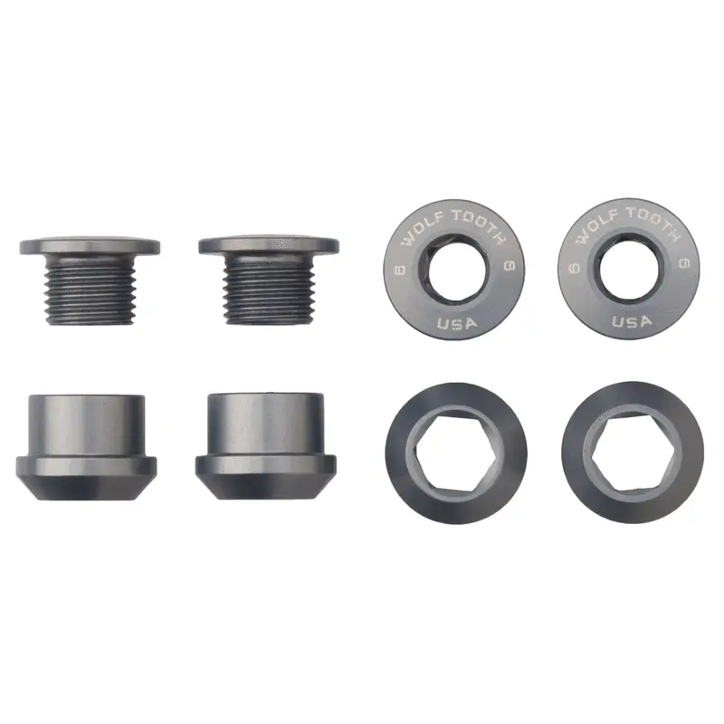 Wolf Tooth Components Chainring Bolt & Nut Set - 6Mm - Gunmetal 1