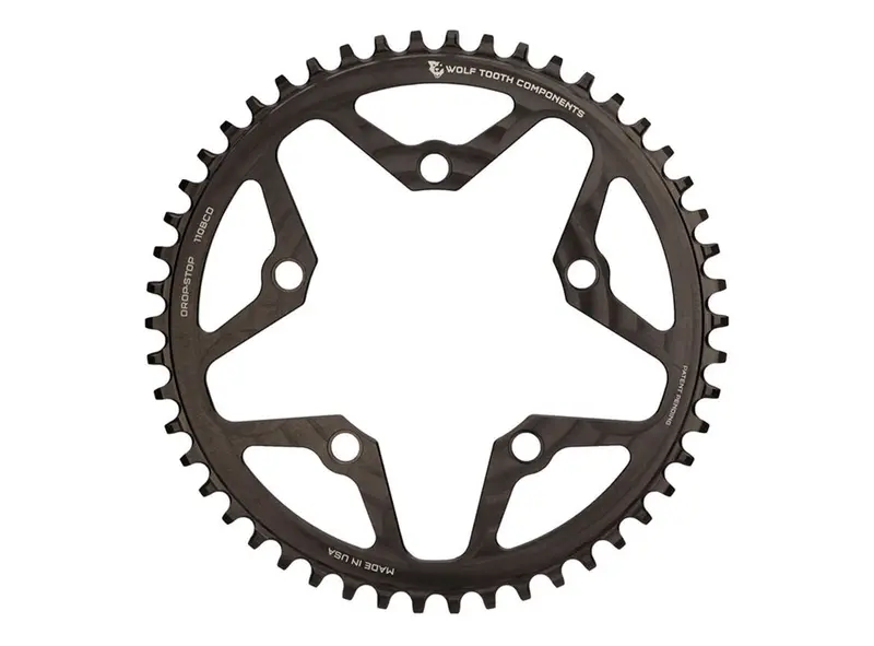 Wolf Tooth Components Drop-Stop 110 Bcd Flat Top Cyclocross/Road Chainring - Black 1