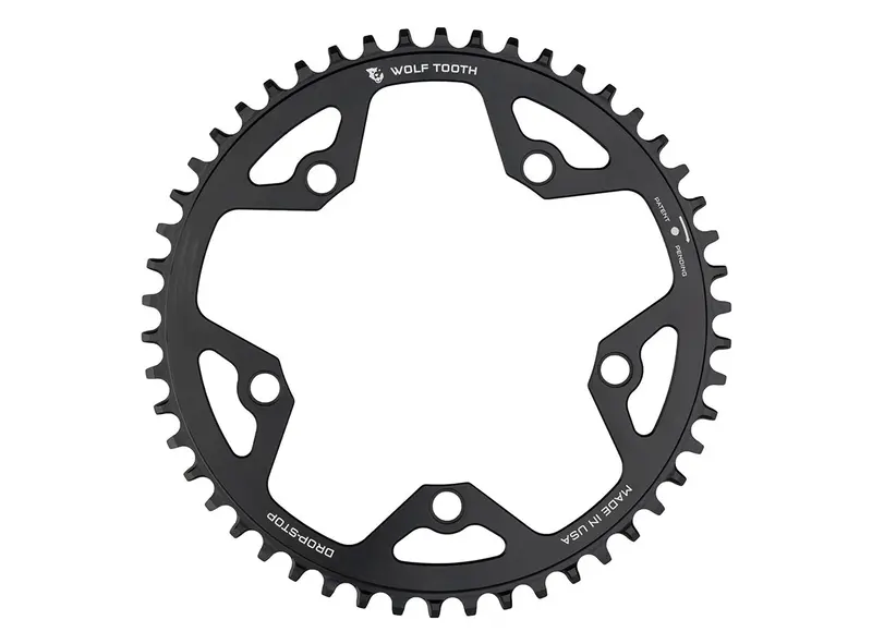 Wolf Tooth Components Drop-Stop 130 Bcd Flat Top Cyclocross/Road Chainring - Black 1