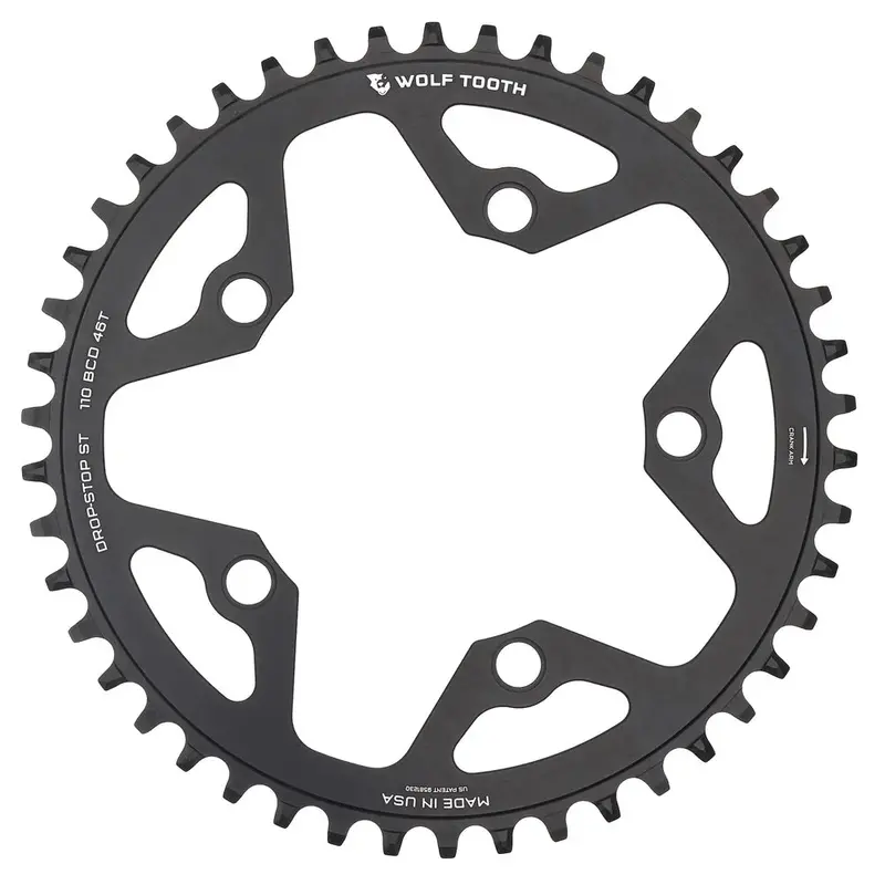 Wolf Tooth Components Drop-Stop St 110 Bcd Gravel/Cx/Road Chainring - Black 1