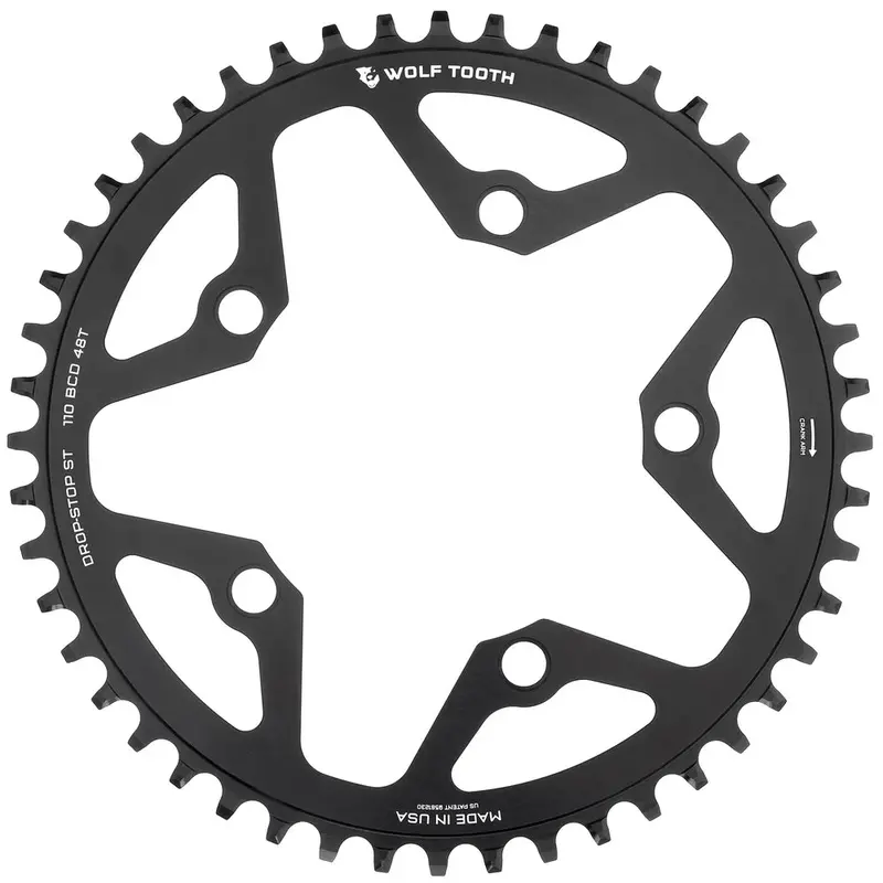 Wolf Tooth Components Drop-Stop St 110 Bcd Gravel/Cx/Road Chainring - Black 2