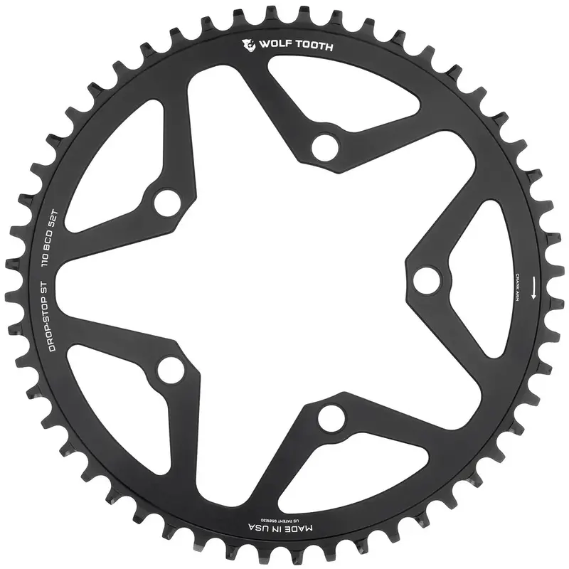Wolf Tooth Components Drop-Stop St 110 Bcd Gravel/Cx/Road Chainring - Black 4