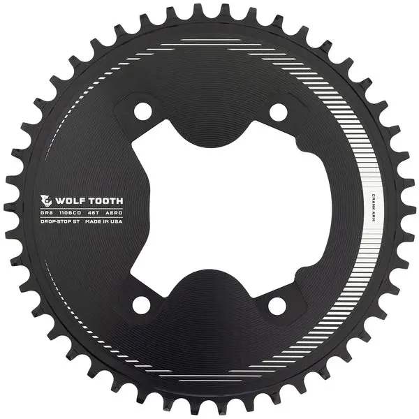 Wolf Tooth Components Grx Asymmetric 4 Bolt Aero Road Chainring - Black 1