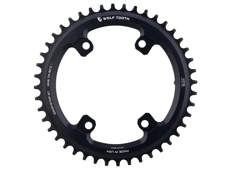 Wolf Tooth Components Grx Oval Asymmetric 4 Bolt Aero Road Chainring - Black 1