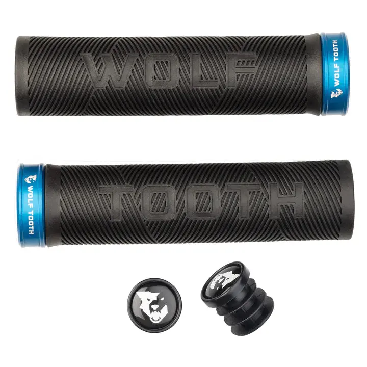 Wolf Tooth Echo Lock-On Mtb Grips – Black-Blue 1