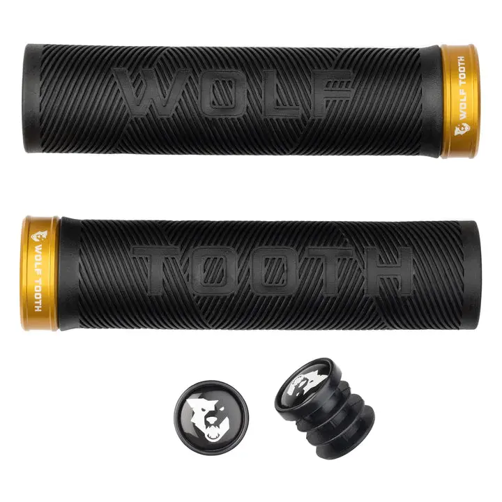 Wolf Tooth Echo Lock-On Mtb Grips – Black-Gold 1