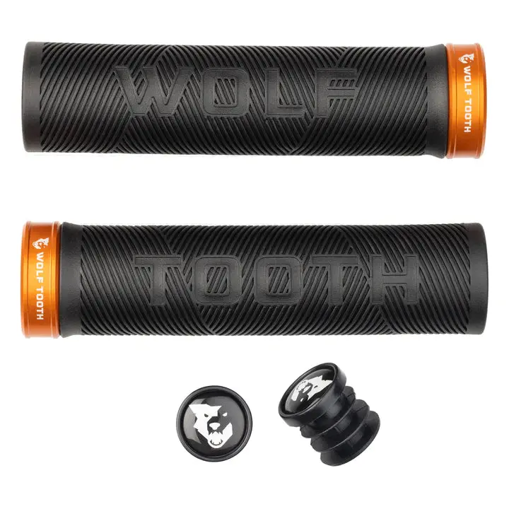 Wolf Tooth Echo Lock-On Mtb Grips – Black-Orange 1