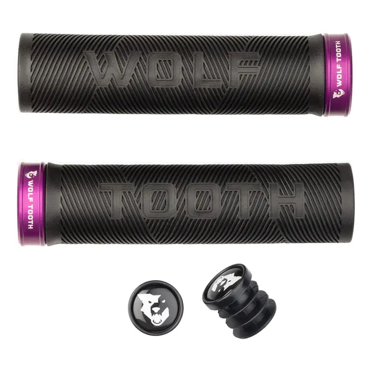 Wolf Tooth Echo Lock-On Mtb Grips – Black-Purple 1