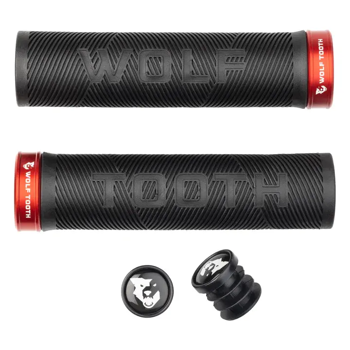Wolf Tooth Echo Lock-On Mtb Grips – Black-Red 1