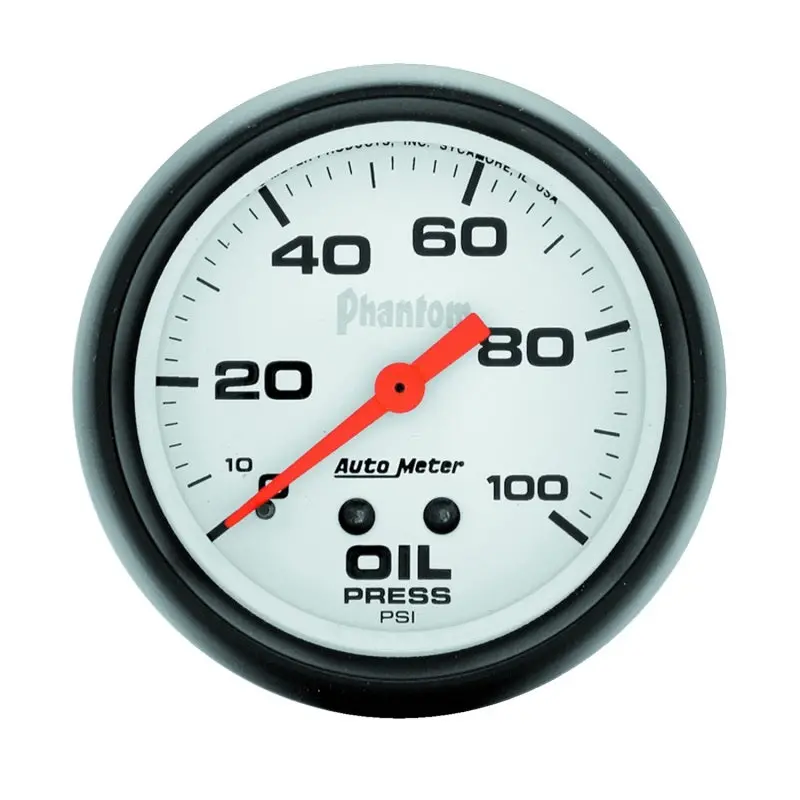 Autometer Phantom Mechanical Oil Pressure Gauge – 66.7Mm (2-5/8"), 0–100 Psi 1