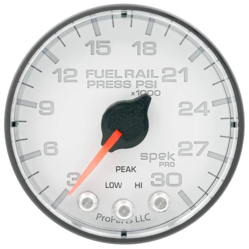 Autometer Spek-Pro 2 1/16" Rail Pressure Gauge – 30,000 Psi Range, Stepper Motor, White/Black Face 2