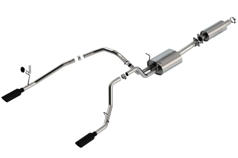 Borla S-Type Cat-Back Exhaust For 2019–2022 Ram 1500 V6 3.6L — 2.25" Diameter, Black Chrome Tips, Multiple Wheelbase Options 1
