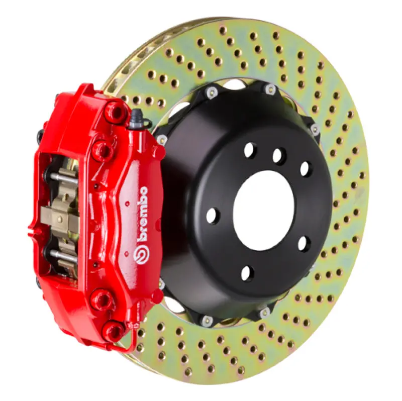 Brembo 05-08 7-Series (After 3/05 Production) Rr Gt Bbk 4 Piston Cast 345X28 2Pc Rotor Drilled-Red 1