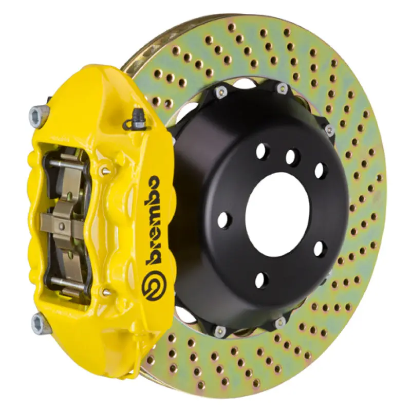 Brembo 12-20 Gs350 Rear Gt Bbk 4 Piston Cast 345X28 2Pc Rotor Drilled- Yellow 1