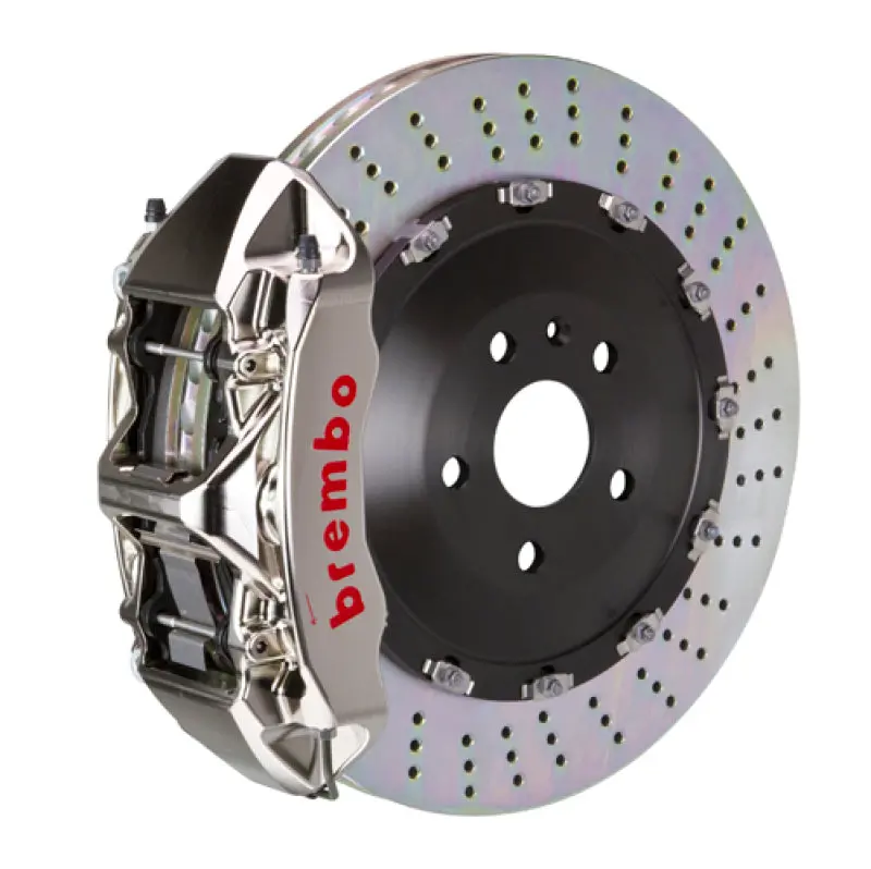 Brembo Gtr Big Brake Kit For 2003–2007 Porsche Cayenne S/Turbo – Front 6-Piston Billet Calipers With Drilled 405X34Mm Two-Piece Rotors (Nickel Finish) 1